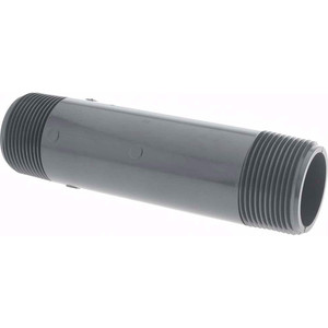 Value Collection 1-1/4" Pipe, 6" Long PVC Threaded Plastic Pipe Nipple Schedule 80, Gray 885-060 - 37004835