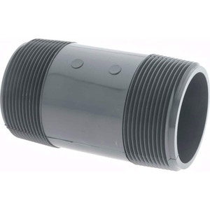 Value Collection 2" Pipe, 4" Long PVC Threaded Plastic Pipe Nipple Schedule 80, Gray 887-040 - 37004983