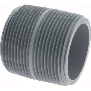 Value Collection 1-1/2" Pipe, 1-3/4" Long CPVC Threaded Plastic Pipe Nipple Schedule 80, Gray 886-005C - 37005394