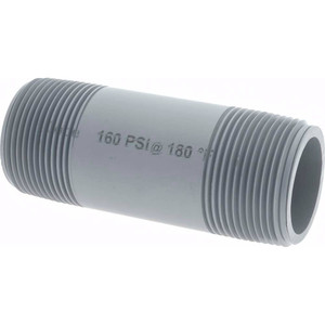 Value Collection 1-1/4" Pipe, 4" Long CPVC Threaded Plastic Pipe Nipple Schedule 80, Gray 885-040C - 37005378