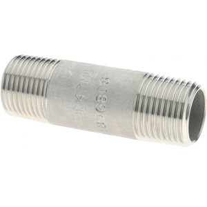 Merit Brass 3/8 x 2" 304/304L Stainless Steel Pipe Nipple Welded, Threaded, Schedule 40 4006-200 - 36903342