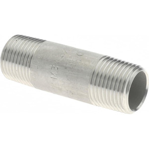 Merit Brass 3/8 x 2" 316/316L Stainless Steel Pipe Nipple Welded, Threaded, Schedule 40 6106-200 - 36904555