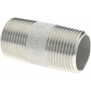 Merit Brass 3/4 x 2" 304/304L Stainless Steel Pipe Nipple Welded, Threaded, Schedule 40 4012-200 - 36903623