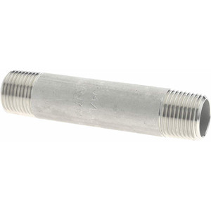 Merit Brass 3/8 x 3" 304/304L Stainless Steel Pipe Nipple Welded, Threaded, Schedule 40 4106-300 - 36903367
