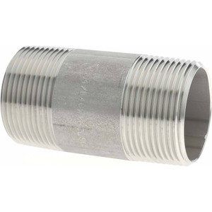 Merit Brass 1-1/4 x 3" 304/304L Stainless Steel Pipe Nipple Welded, Threaded, Schedule 40 4120-300 - 36903904