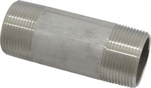 Merit Brass 1-1/4 x 4" 304/304L Stainless Steel Pipe Nipple Welded, Threaded, Schedule 40 4020-400 - 36903920