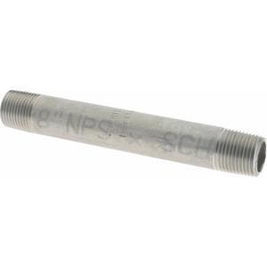 Merit Brass 3/8 x 4.5" 316/316L Stainless Steel Pipe Nipple Welded, Threaded, Schedule 40 6006-450 - 36904605