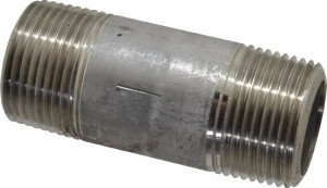 Merit Brass 1 x 3" 304/304L Stainless Steel Pipe Nipple Seamless, Threaded, Schedule 80 4516-300 - 74618471