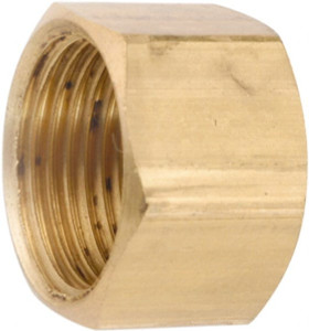 Anderson Metals 3/8" Tube OD x 9/16-24 Thread Brass Compression Tube End Cap Compression Cap Ends, 200 Max psi 730081-06 - 55509632