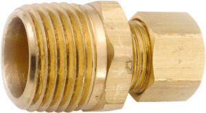 Anderson Metals 3/8" Tube OD x 3/8 NPT Brass Compression Tube Male Connector Comp x MNPT Ends, 200 Max psi 750068-0606 - 55509145
