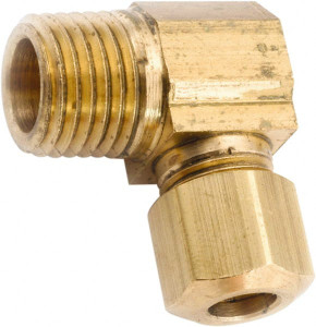 Anderson Metals 1/4" Tube OD x 1/4 NPT Brass Compression Tube Male Elbow Comp x MNPT Ends, 300 Max psi 750069-0404 - 55508972