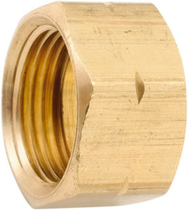 Anderson Metals 1/2" Tube OD x 11/16-20 Thread Brass Compression Tube Self-Aligning Nut with Captive Sleeve Nut Ends, 750 Max psi 730261-08 - 55508345