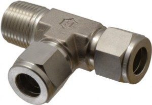 Ham-Let 1/2" Tube OD x 1/2 MPT Stainless Steel Compression Tube Male Run Tee Comp x MNPT x Comp Ends 3002313 - 87955589