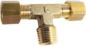 Legris 10mm Tube OD x 3/8 BSPT Brass Compression Tube Male Branch Tee Comp x MBSPT Ends, 174 Max psi, -40°F Min 0108 10 17 - 65400871