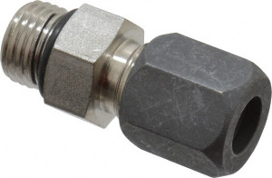Made in USA 3/8" Tube OD x 9/16-18 SAE O-Ring Straight Thread Stainless Steel Compression Tube Male Connector Comp x Straight Thread O-Ring Ends, -75 to 750°F, 11/16" Hex F-6-GC - 76040526