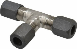 Made in USA 3/8" Tube OD Stainless Steel Compression Tube Union Tee Comp x Comp x Comp Ends, -75 to 750°F, 9/16" Hex F-6-T - 76040575