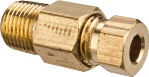 Parker Hannifin 3/16" Tube OD x 1/8 MPT Brass Compression Tube Male Connector Comp x MNPT Ends, 2,850 Max psi, 7/16" Hex 68HD-3-2 - 04093662