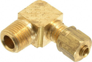 Parker Hannifin 1/8" Tube OD x 1/8-27 NPTF Brass Compression Tube Male Elbow Comp x MNPT Ends, 2,800 Max psi, -65 to 250°F 269CA-2-2 - 63035331