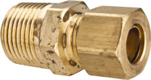Parker Hannifin 3/8" Tube OD x 3/8-18 NPTF Brass Compression Tube Tank Fitting Comp x MNPT Ends, 200 Max psi, -65 to 250°F 682C-6-6 - 63031439