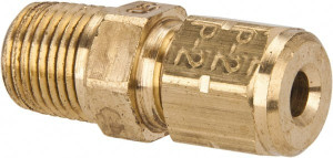 Parker Hannifin 1/8" Tube OD x 1/8-27 MPT Brass Compression Tube Male Connector Comp x MNPT Ends, 600 Max psi, 7/16" Hex 68VL-2-2 - 04093845