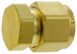 Parker Hannifin 1/2" Tube OD Brass Compression Tube End Cap Comp Ends, 2,200 Max psi, 13/16" Hex 8 PNBZ-B - 71777205