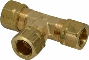 Parker Hannifin 3/8" Tube OD Brass Compression Tube Union Tee Comp x Comp x Comp Ends, 1,000 Max psi, -65 to 250°F 164CA-6 - 63034987