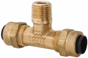 Parker Hannifin 5/16" Tube OD x 1/8-27 NPTF Brass Compression Tube Male Branch Tee Comp x Comp x MNPT Ends, 150 Max psi, 0 to 150°F 172P-5-2 - 63033740