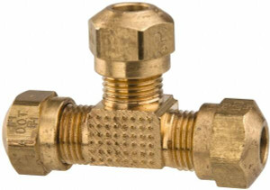 Parker Hannifin 1/4" Tube OD Brass Compression Tube Union Tee Comp x Comp x Comp Ends, 150 Max psi, -40 to 200°F 264NTA-4 - 87872388