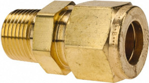 Parker Hannifin 1/2" Tube OD x 3/8 MPT Brass Compression Tube Male Connector Comp x MNPT Ends, 2,200 Max psi, 13/16" Hex 8MSC6N-B - 71778005