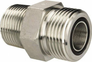 Parker Hannifin 3/4" Tube OD x 3/4-14 NPTF Steel Zinc Plated Compression Tube Male Connector O-Ring Face Seal/NPTF Ends, 5,500 Max psi, 1-1/4" Hex 12 FLO-S - 72519333
