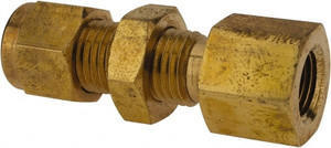 Parker Hannifin 1/4" Tube OD x 1/8 FPT Brass Compression Tube Bulkhead Female Connector Comp x FNPT Ends, 3,500 Max psi, 5/8" Hex 4-2 GH2BZ-B - 71777346