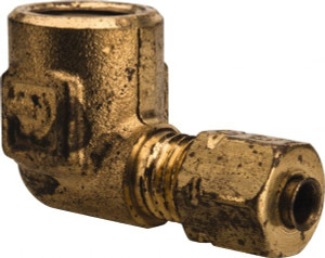 Parker Hannifin 1/8" Tube OD x 1/8-27 NPTF Brass Compression Tube Female Elbow Comp x FNPT Ends, 2,800 Max psi, -65 to 250°F 170CA-2-2 - 63035430