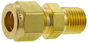 Parker Hannifin 5/8" Tube OD x 1/2 MPT Brass Compression Tube Male Connector Comp x MNPT Ends, 2,000 Max psi, 15/16" Hex 10MSC8N-B - 71777742