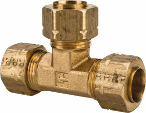 Parker Hannifin 1/2" Tube OD Brass Compression Tube Union Tee Comp x Comp x Comp Ends, 750 Max psi, -65 to 250°F 164CA-8 - 63035018