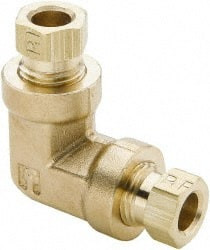 Parker Hannifin 1/2" Tube OD Brass Compression Tube Union Elbow Comp x Comp Ends, 1,150 Max psi, 3/4" Hex 165HD-8 - 04094082