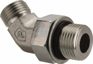 Parker Hannifin 3/8" Tube OD x 3/4-16 UN/UNF Steel Zinc Plated Compression Tube Male 45° Elbow O-Ring Face Seal/SAE-ORB Ends, 6,000 Max psi 6-8 V5OLO-S - 72517386