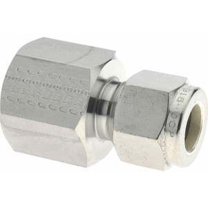 Parker Hannifin 3/8" Tube OD x 3/8-18 NPT Stainless Steel Compression Tube Female Connector Comp x FNPT Ends, -425 to 1,200°F, 7/8" Hex 6FSC6N-316 - 05730775