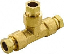 Parker Hannifin 1/2" Tube OD Brass Compression Tube Union Tee Comp x Comp x Comp Ends, 1,150 Max psi, 3/4" Hex 164HD-8 - 04094058