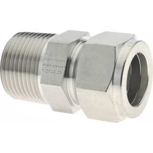 Parker Hannifin 3/4" Tube OD x 3/4-14 NPT Stainless Steel Compression Tube Male Connector Comp x MNPT Ends, -425 to 1,200°F, 1-1/16" Hex 12MSC12N-316 - 32151656