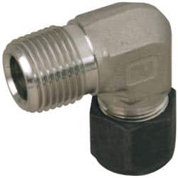 Parker Hannifin 1/16" Tube OD x 1/16 Straight Thread Stainless Steel Compression Tube Male Elbow Comp x MNPT Ends, 7/16" Hex 1-1 CBZ-SS - 04236535