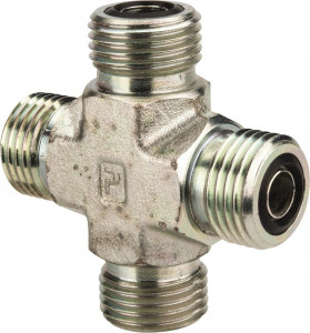 Parker Hannifin 3/8" Tube OD UN/UNF Steel Compression Tube Union Cross O-ring Face Seal Ends, 9,200 Max psi, 3/4" Hex 6 KLO-S - 93462356