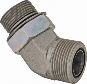 Parker Hannifin 1" Tube OD x 1-5/16-12 UN/UNF Steel Zinc Plated Compression Tube Male 45° Elbow O-Ring Face Seal/SAE-ORB Ends, 5,500 Max psi 16 V5OLO-S - 72517329