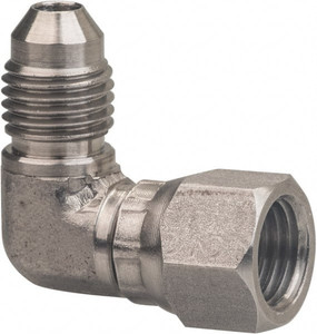 Made in USA 1" Tube OD x 1-5/16-12 UNF 37° 316 Stainless Steel Flared Tube Female Elbow Flared to Female JIC Swivel, 90° Ends TX-16-SE - 53221644