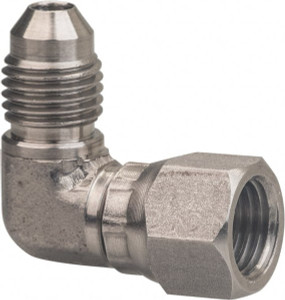 Made in USA 1-1/4" Tube OD x 1-5/8-12 UNF 37° 316 Stainless Steel Flared Tube Female Elbow Flared to Female JIC Swivel, 90° Ends TX-20-SE - 33662164