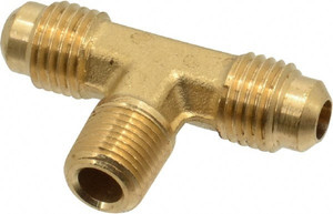 Parker Hannifin 1/4" Tube OD x 1/8-27 NPTF 45° Brass Flared Tube Male Branch Tee Flare x MNPTF Ends 145F-4-2 - 62251160