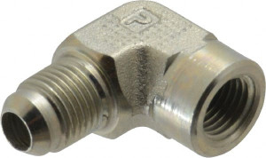 Parker Hannifin 3/8" Tube OD x 1/4" NPTF 37° Steel Flared Tube Female Elbow Flare x FNPTF Ends 6 DTX-S - 79106522