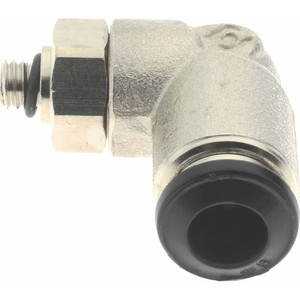 Aignep USA 6mm Outside Diam, M5 Metric, Nickel Plated Brass Push-to-Connect Tube Male Swivel Elbow 250 Max psi, Tube to Metric Thread Connection, Buna O-Ring 50115N-6-M5 - 06314439