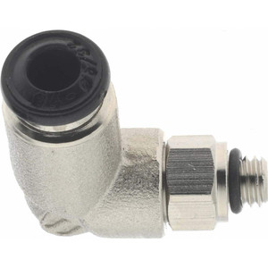 Aignep USA 4mm Outside Diam, M5 Metric, Nickel Plated Brass Push-to-Connect Tube Male Swivel Elbow 250 Max psi, Tube to Metric Thread Connection, Buna O-Ring 50115N-4-M5 - 09564915