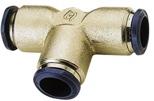 Aignep USA 1/8" Outside Diam, Nickel Plated Brass Push-to-Connect Union Tee 250 Max psi, Tube to Tube Connection, Buna O-Ring 88230-02 - 82916651