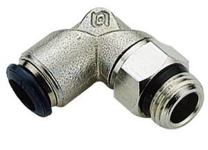 Aignep USA 3/8" Outside Diam, 1/8 Universal Thread, Nickel Plated Brass Push-to-Connect Male Swivel Elbow 250 Max psi, Tube to Universal Thread Connection, Buna O-Ring 87110-06-02 - 82288622